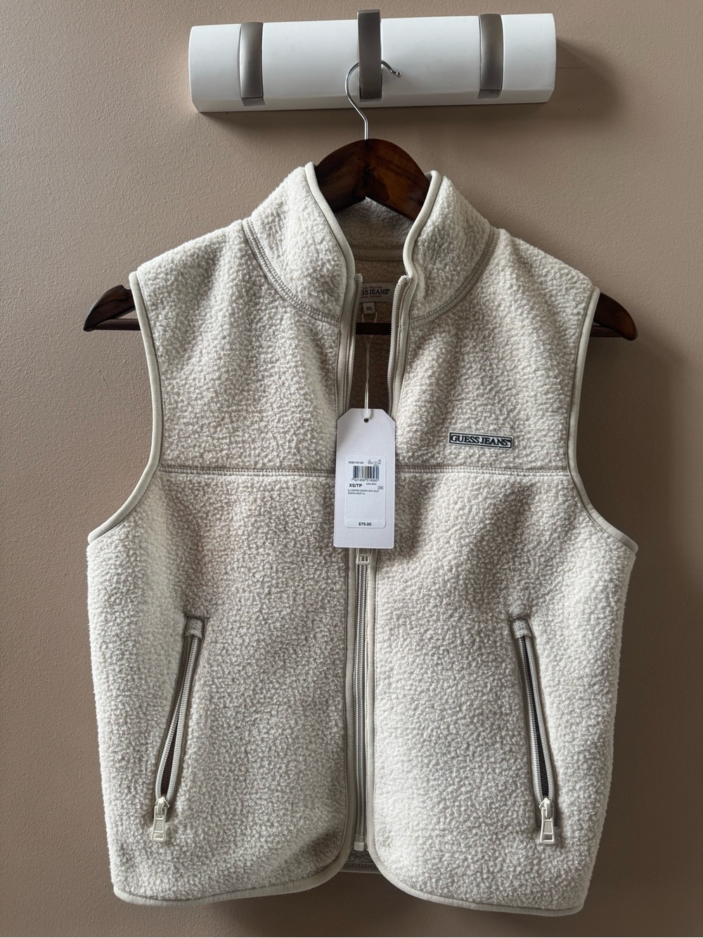Guess Cream Sherpa Fleece Vest